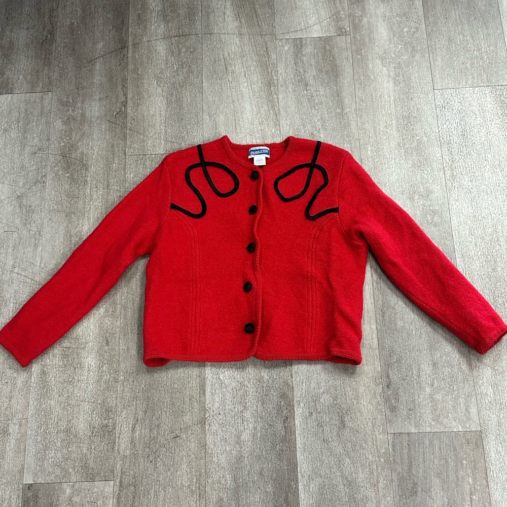 Red Wool Pendleton Button Up Coat - image 1